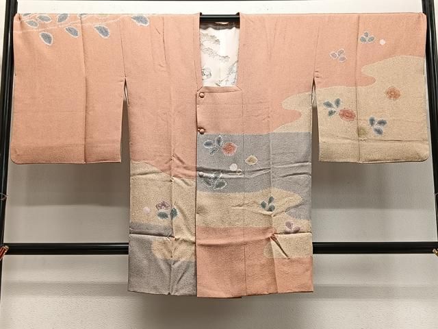 平和屋着物∞道行コート　舞花文　金彩　正絹　逸品　CABG3961ua