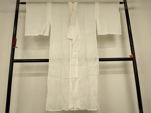 平和屋着物＊夏物　長襦袢　流水草花文紗　生成り色　麻　逸品　AABJ3387jd