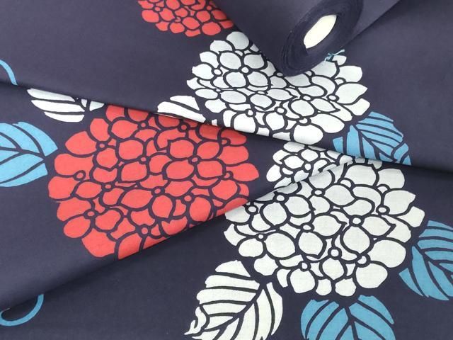 平和屋着物＊夏物　浴衣　反物　着尺　注染　紫陽花　アジサイ　綿　逸品　未使用　DABH2103zzz