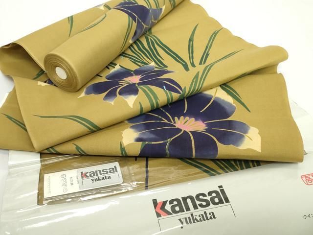 平和屋着物＊夏物 世界的ファッションデザイナー　山本寛斎　kansaiブランド 浴衣 反物 着尺 草花文 綿 逸品 未使用 DABH2125zzz