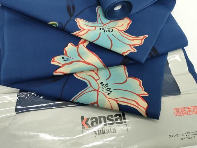 平和屋着物＊夏物 世界的ファッションデザイナー　山本寛斎　kansaiブランド 浴衣 反物 着尺 注染 百合 綿 逸品 未使用 DABH2128zzz