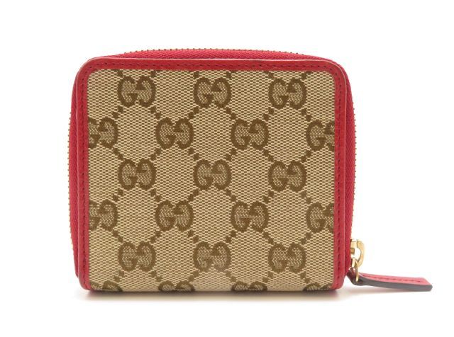 GUCCI グッチ バッグ GG二つ折ラウンドファスナー財布 ベージュ/レッド ｻｲﾌ･小物 346056 二つ折り財布 GGキャンバス/レザー ベージュ レディース【中古】【431】