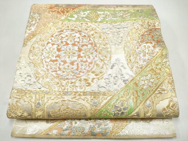 平和屋着物●西陣　川島織物　六通柄　本袋帯　花唐草文　金糸　正絹　逸品　CABI8914hy
