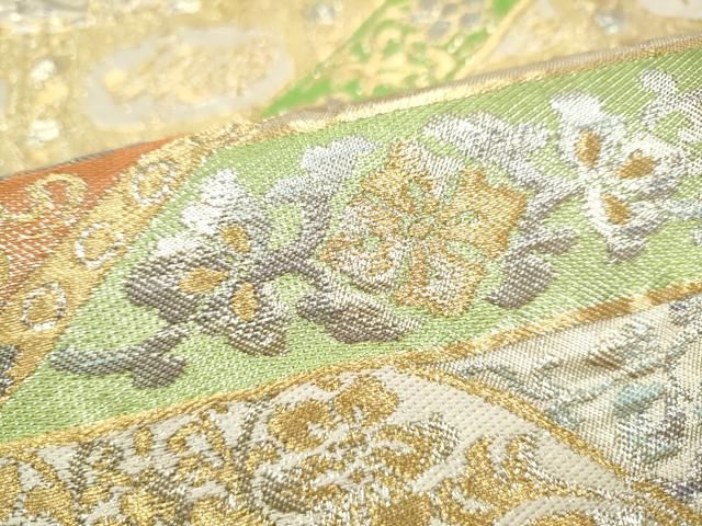 平和屋着物●西陣 川島織物 六通柄 本袋帯 花唐草文 金糸 正絹 逸品 CABI8914hy 平和屋着物●西陣 川島織物 六通柄 本袋帯 花唐草文 金糸 正絹 逸品 CABI8914hy