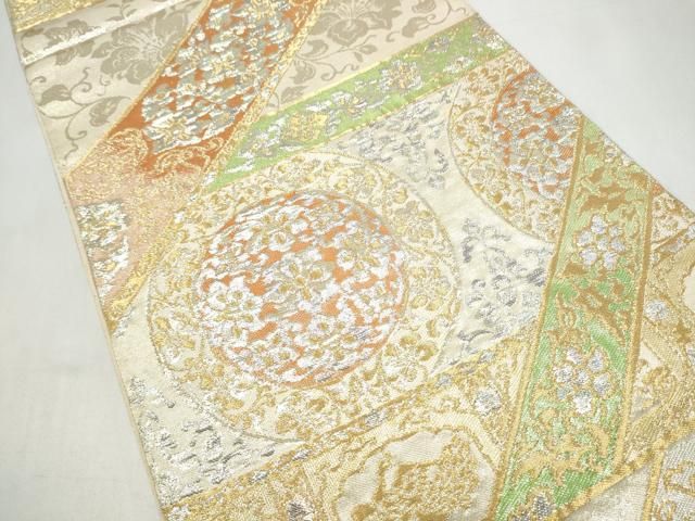 平和屋着物●西陣 川島織物 六通柄 本袋帯 花唐草文 金糸 正絹 逸品 CABI8914hy 平和屋着物●西陣 川島織物 六通柄 本袋帯 花唐草文 金糸 正絹 逸品 CABI8914hy