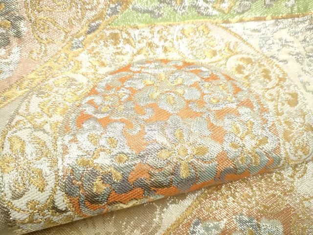 平和屋着物●西陣 川島織物 六通柄 本袋帯 花唐草文 金糸 正絹 逸品 CABI8914hy 平和屋着物●西陣 川島織物 六通柄 本袋帯 花唐草文 金糸 正絹 逸品 CABI8914hy
