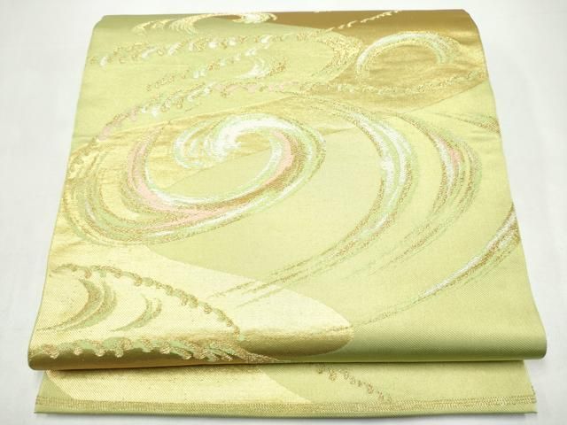 平和屋着物●西陣　川島織物　六通柄　本袋帯　流水文　金糸　正絹　逸品　CABI8918hy