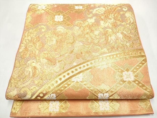平和屋着物●西陣　川島織物　六通柄　本袋帯　籬草花文　金糸　正絹　逸品　CABI8919hy