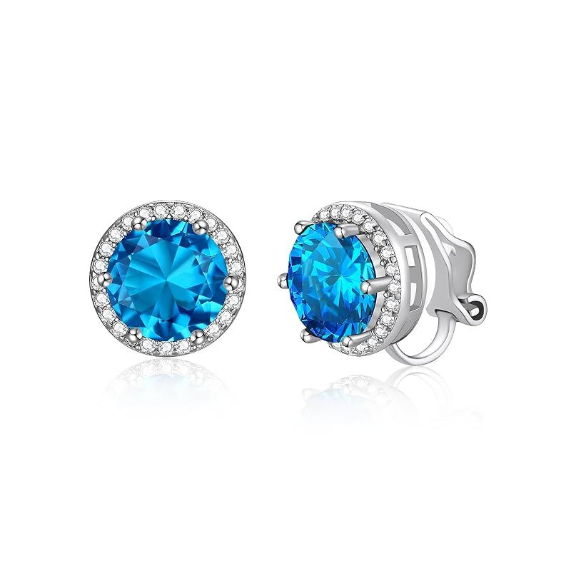 FindChic イヤリング レディース シルバー925 金属アレルギー対応 ノンホールピアス 12月 誕生石 タンザナイトイヤリング 痛くない フェイクピアス キュービックジルコニア キラキラ 可愛い 穴不要 両耳 誕生日 プレゼント 女性 アクセサリー