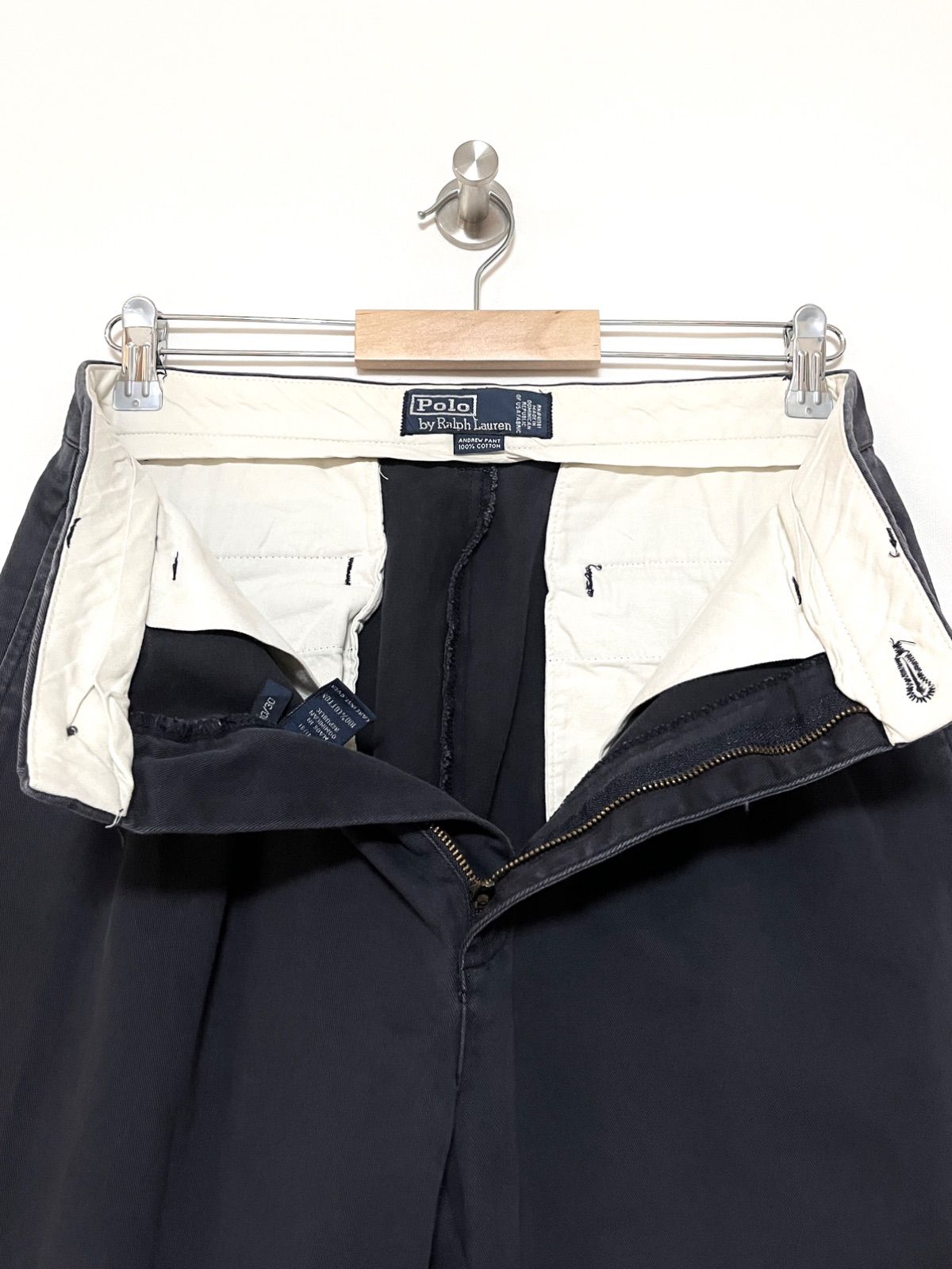 Polo RALPH LAUREN】90s ANDREW 2タック チノパンツ 30/30 ネイビー