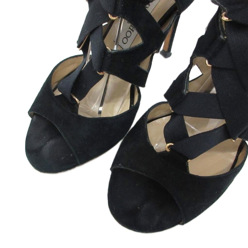 ジミーチュウ JIMMY CHOO サンダル ミュール ハイヒール ピンヒール メッシュ 37 黒 ブラック