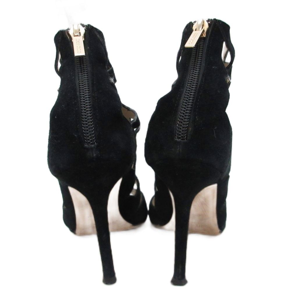 ジミーチュウ JIMMY CHOO サンダル ミュール ハイヒール ピンヒール メッシュ 37 黒 ブラック
