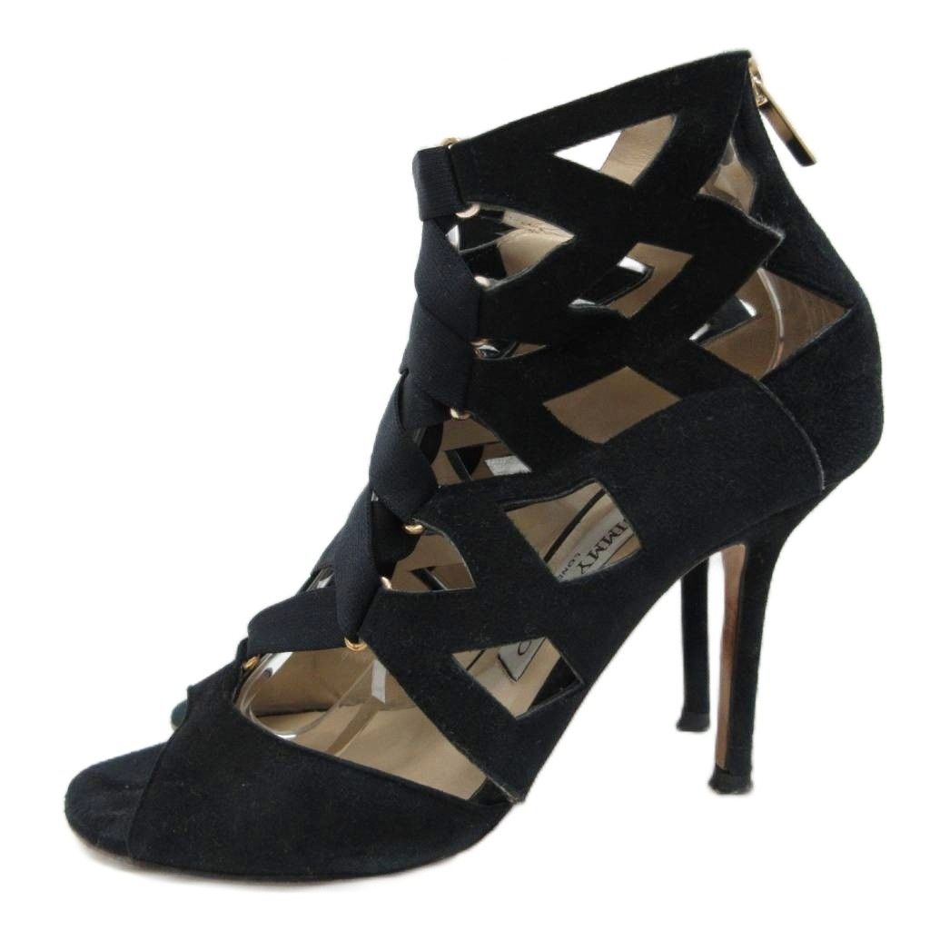 ジミーチュウ JIMMY CHOO サンダル ミュール ハイヒール ピンヒール メッシュ 37 黒 ブラック