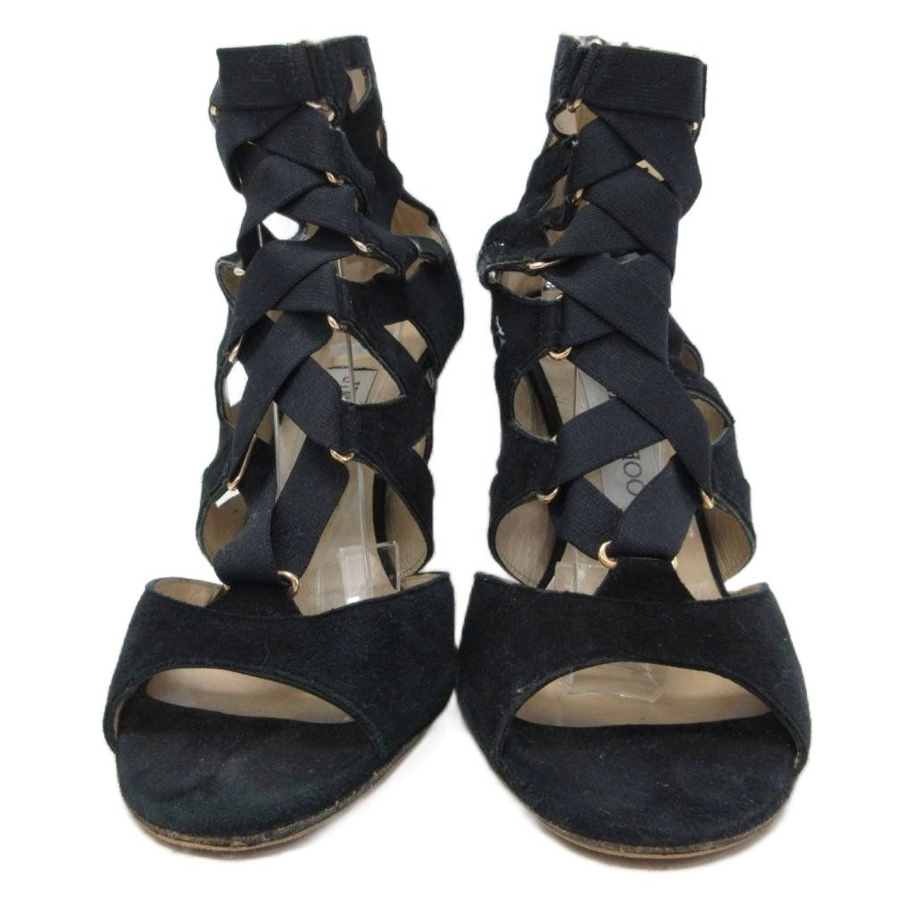 ジミーチュウ JIMMY CHOO サンダル ミュール ハイヒール ピンヒール メッシュ 37 黒 ブラック