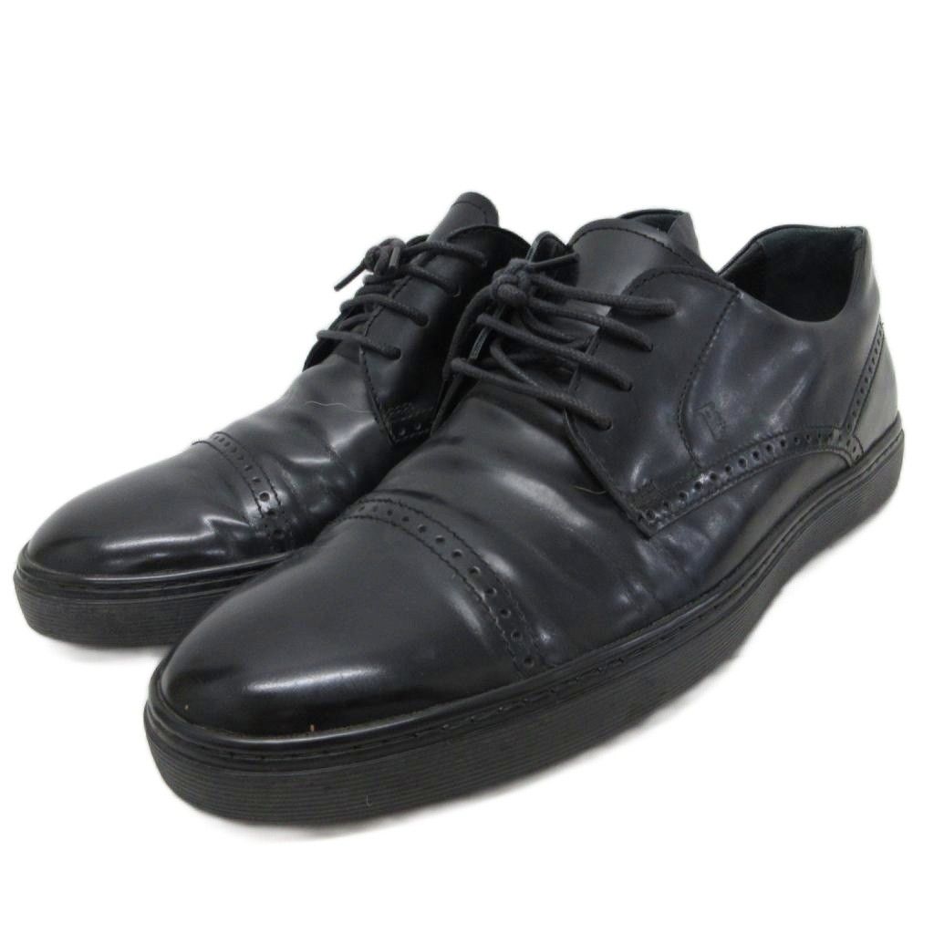 トッズ TOD'S レザーシューズ ウィングチップ レースアップ 革靴 7 26cm 黒 ブラック