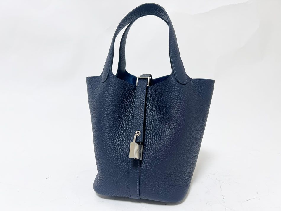 HERMES エルメス ピコタンロックPM ハンドバッグ トリヨンクレマンス ブルーニュイ ネイビー シルバー金具 K刻印 超美品