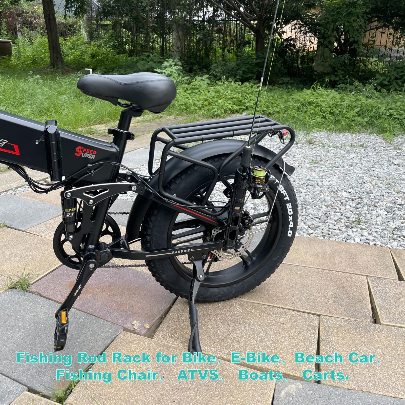 OUTDOORWEI 自転車釣り竿ホルダー - 釣り竿はバイクにしっかりと取り付けられます - 安全で安全 - 取り付けが簡単 [ブラック]