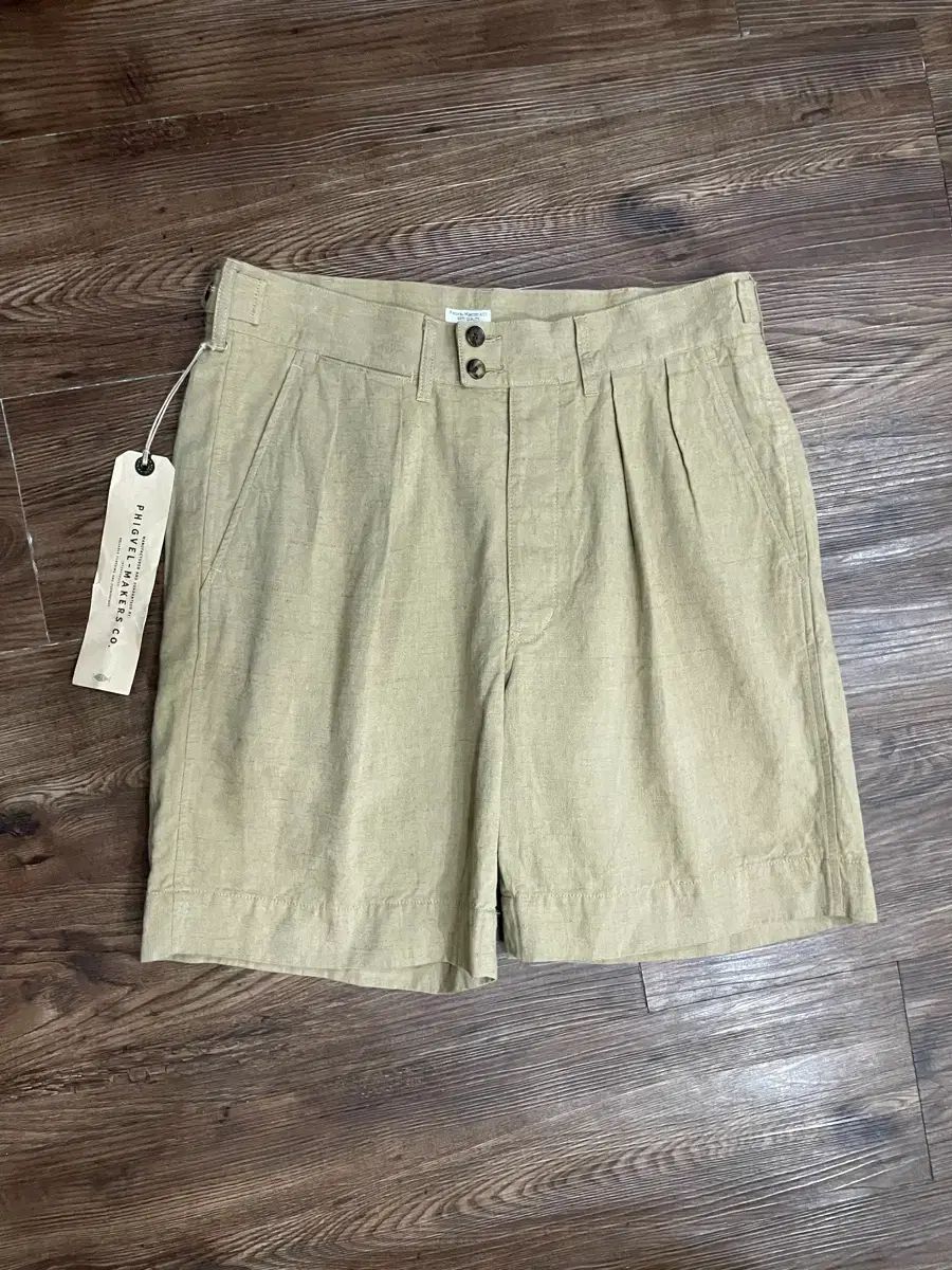新品 ピグベル PHIGVEL リネン ツータック ショーツ ハーフパンツ ベージュ