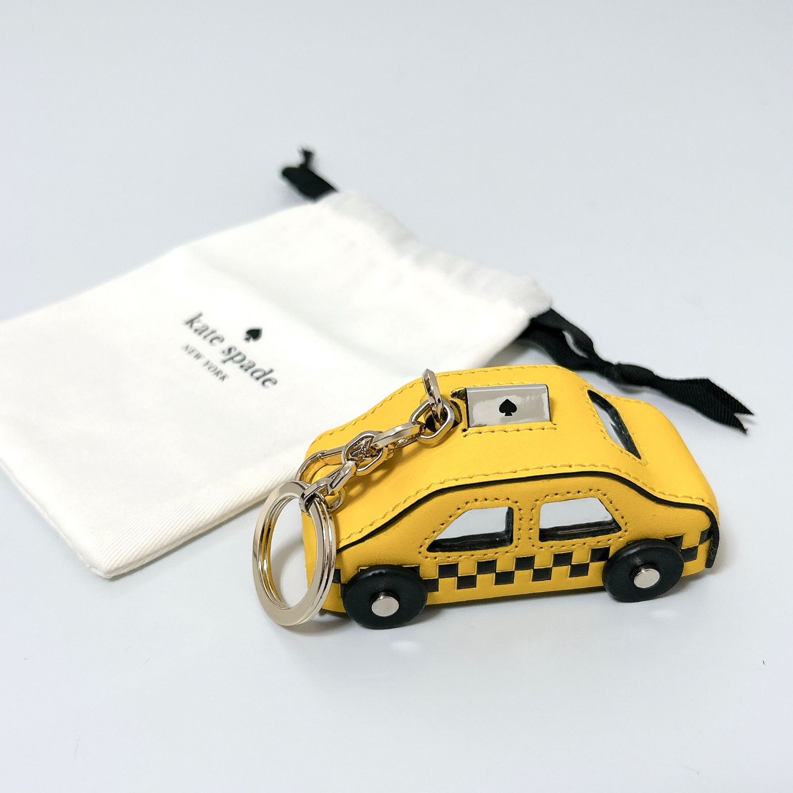 KATE SPADE ケイトスペード タクシー キーチェーン チャーム レザー 黄色 イエロー キーホルダー