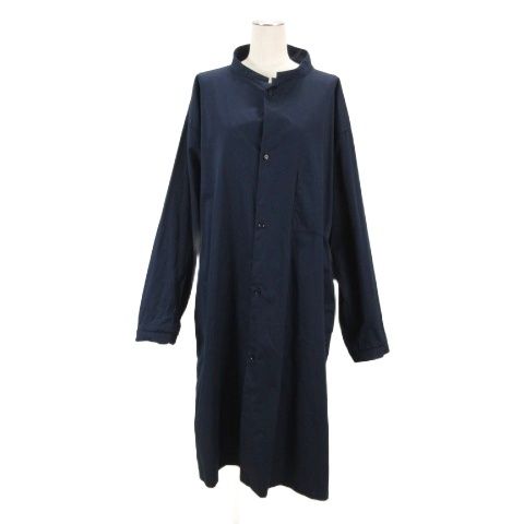 ワイズ Y's BORN PRODUCT スタンドカラー シャツ ワンピース ロング 2 ネイビー YW-D81-002