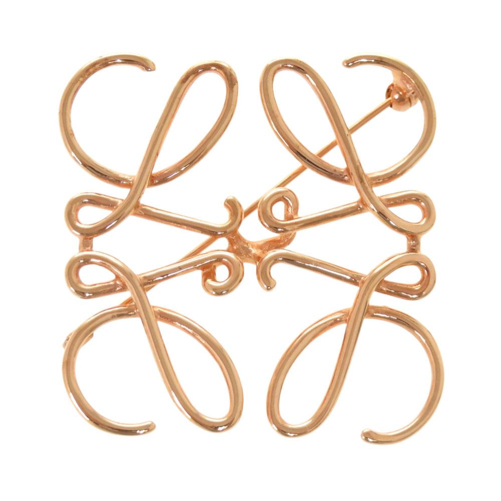 新品同様 ロエベ アナグラムピンクゴールド メタル ブローチ アクセサリー 0035 LOEWE
