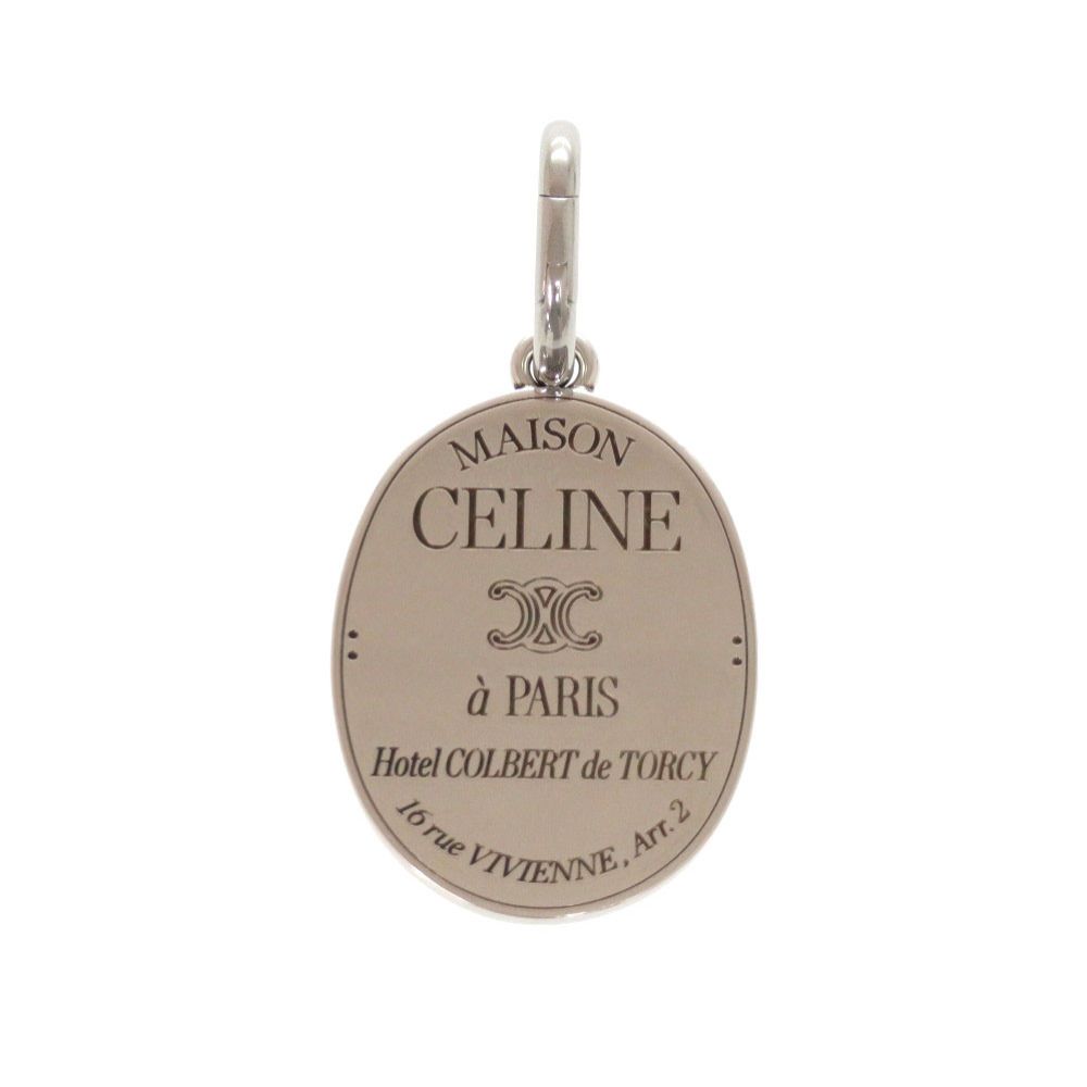未使用 セリーヌ チャーム MAISON CELINE メダル ロジウムフィニッシュ ブラス トリオンフ メタル シルバー ネックレストップ 0306 CELINE