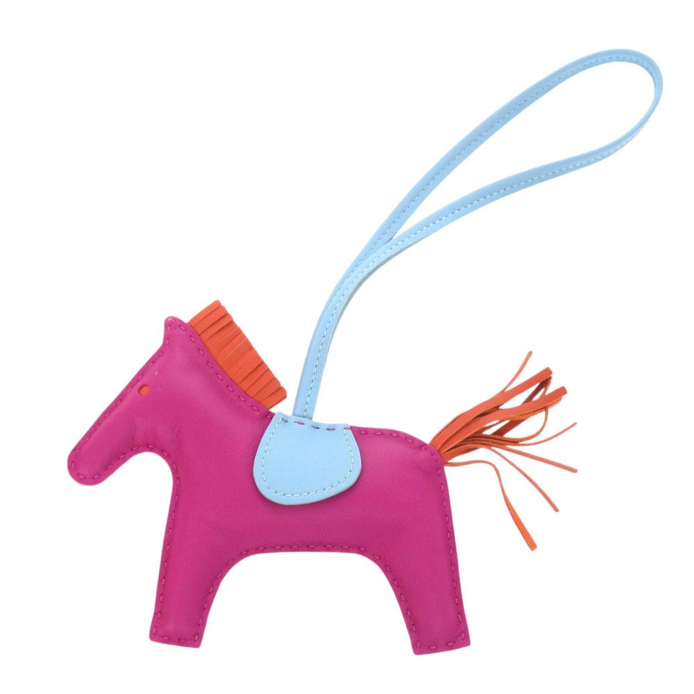 美品 エルメス ロデオMM ローズパープル カーネリアン セレステ アニョーミロ A刻印(2017年製) バッグチャーム 0255 HERMES