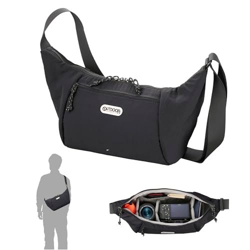 ハクバ カメラバッグ OUTDOOR PRODUCTS(アウトドアプロダクツ) カメラショルダーバッグ06 AZ ブラック 軽快に持ち運べる超軽量ラウンドタイプ YKKファスナー 撥水生地採用 AMZODCSB06BK 49771870053 dc3440b3
