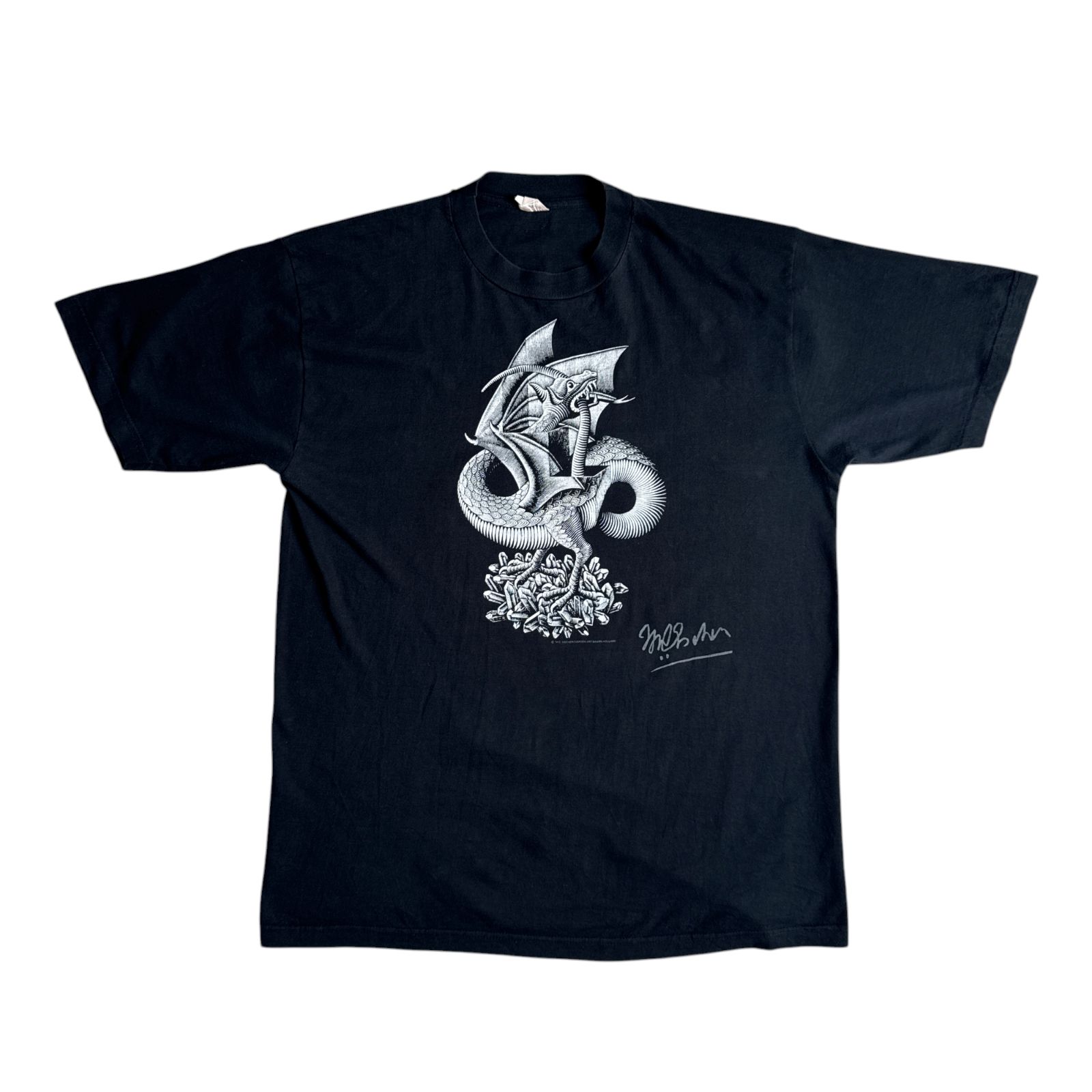 90s M.C. Escher “Dragon” アート Tシャツ XLサイズ ドラゴン マウリッツエッシャー 騙し絵 アート プリント Tシャツ アートTシャツ T-shirt Vintage ヴィンテージ ビンテージ 龍 竜