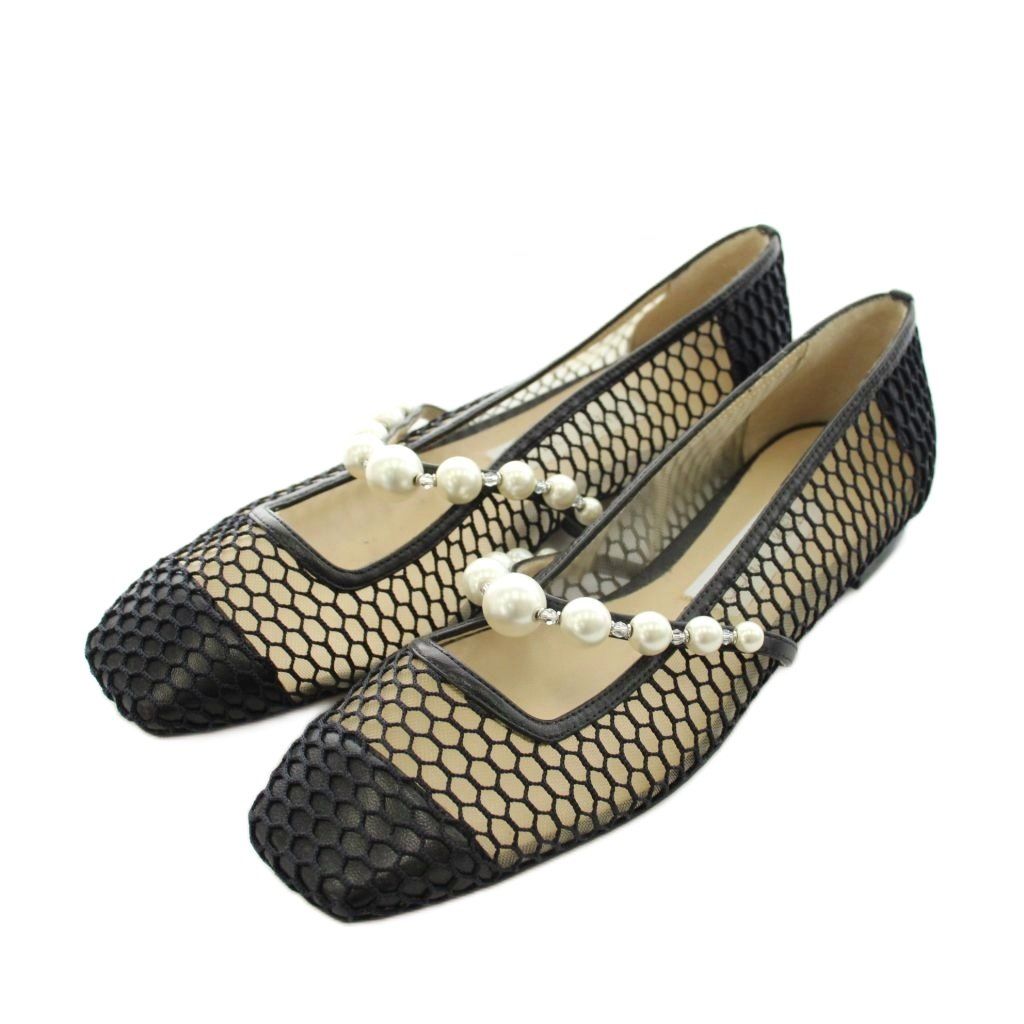ジミーチュウ JIMMY CHOO パンプス スクエアトゥ ビジュー メッシュ 36 黒 ブラック /AN42 15,048円