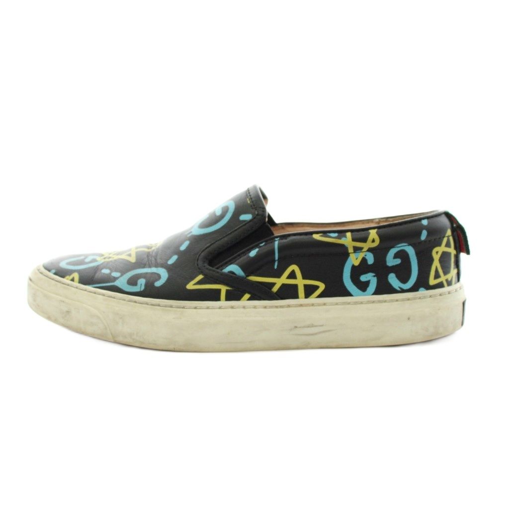 グッチ GUCCI シェリーライン スリッポン シューズ 総柄 レザー 36 黒 ブラック 408510 /AN46