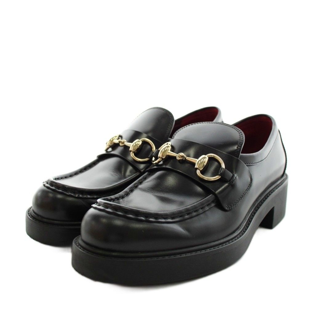 グッチ GUCCI ホースビット ローファー 厚底 レザー 36.5 黒 ブラック 794378 /AN49