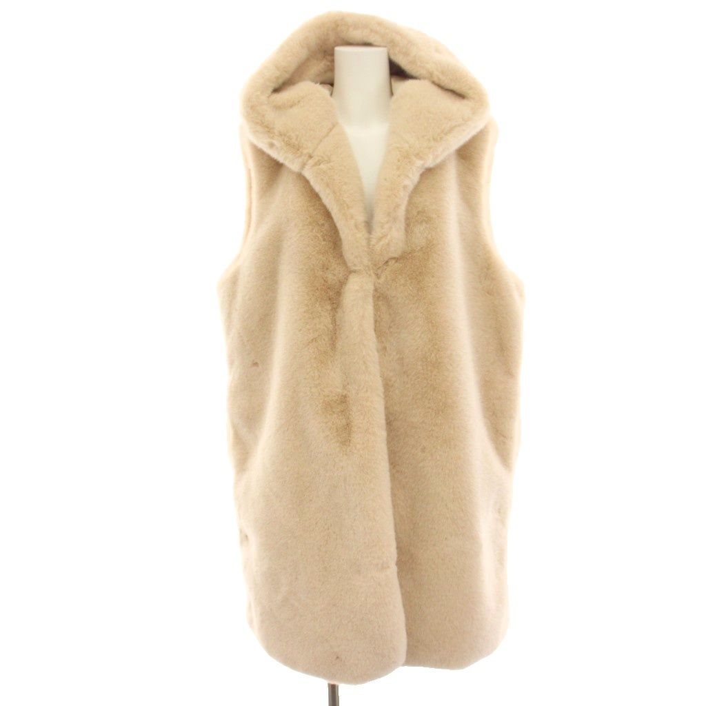 バーニーズニューヨーク BARNEYS NEW YORK フェイクファー フーデッドベスト ロング F ピンクベージュ 2178826 /HN