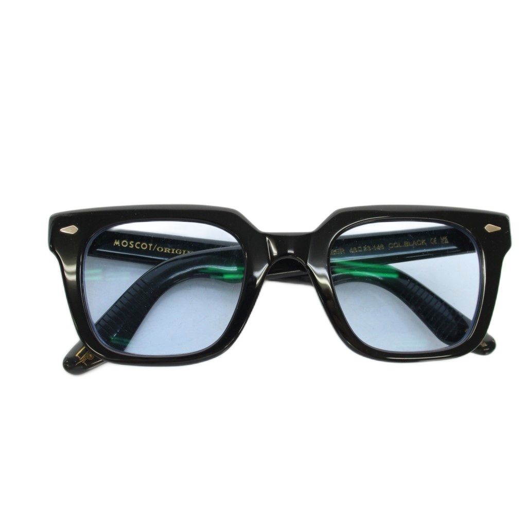 モスコット MOSCOT グローバー GROBER サングラス 眼鏡 ウエリントン プラスチックフレーム 48□23-148 黒 ブラック 水色 ライトブルー /YT