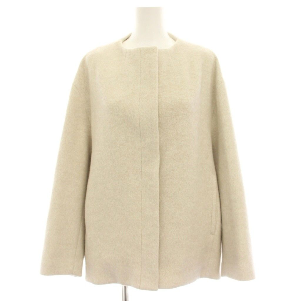 ボールジー BALLSEY トゥモローランド 22AW ウールパイルミルド ビルドネックショートコート ノーカラーコート 36 アイボリー 11-08-24-08301 /HN
