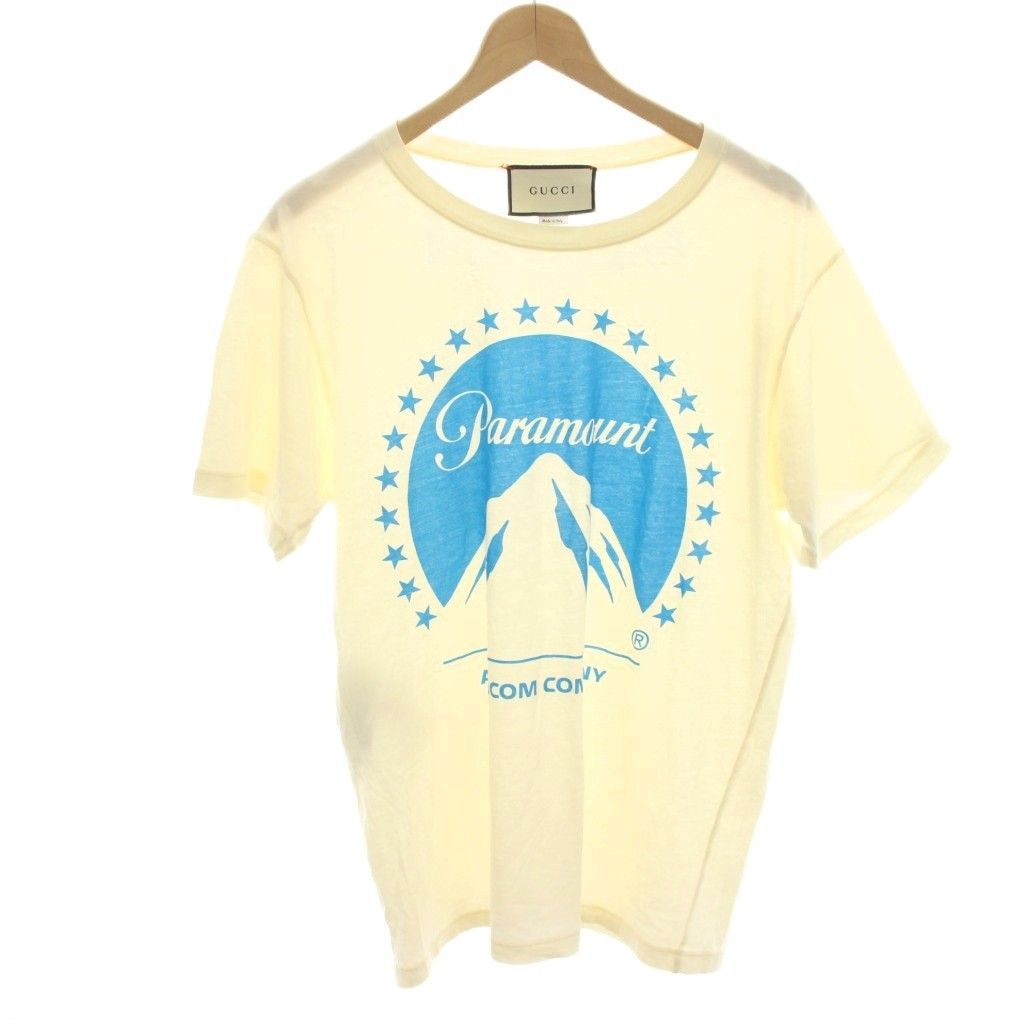 グッチ GUCCI パラマウントTシャツ カットソー プリント 半袖 XS アイボリー 492347 /HN