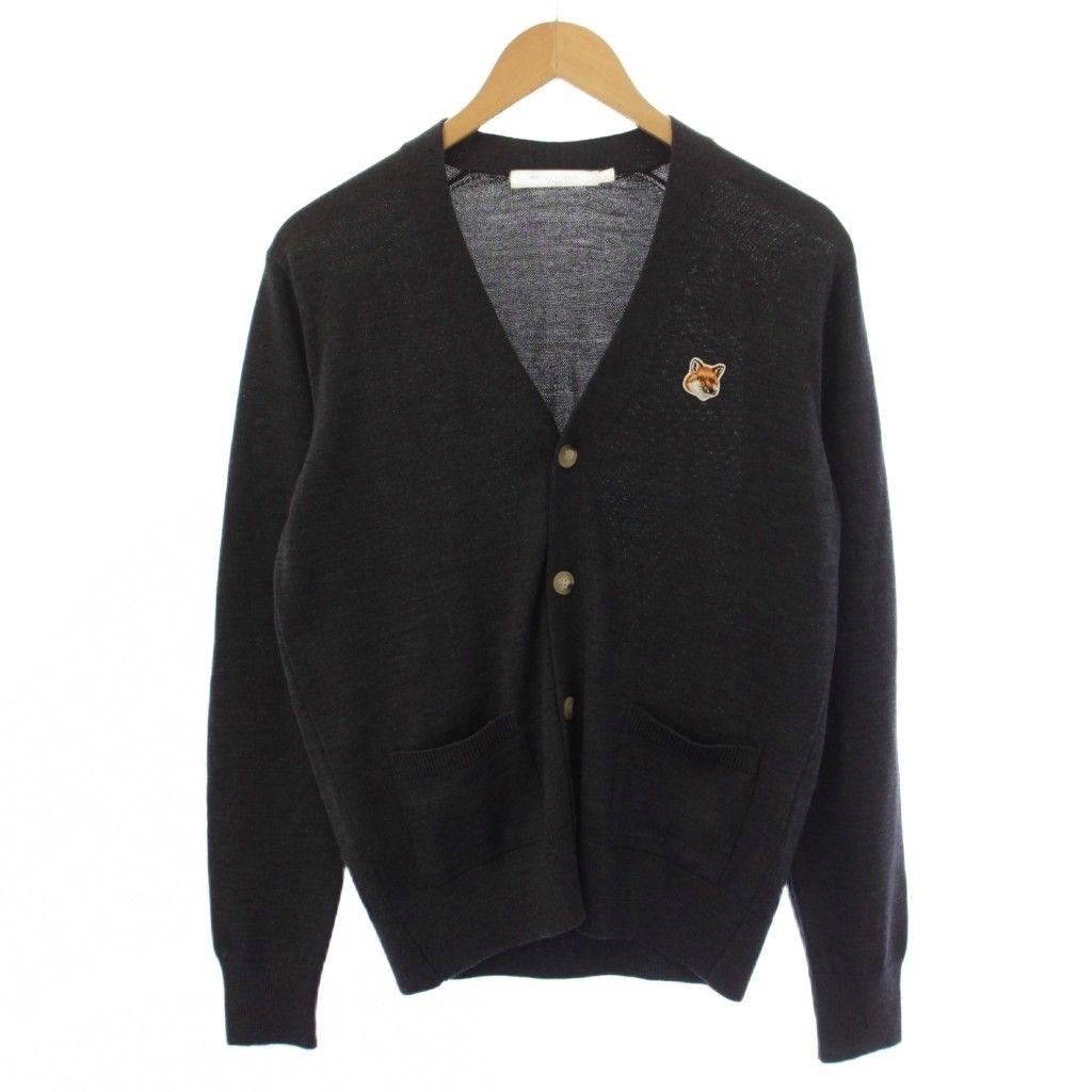 メゾンキツネ MAISON KITSUNE フォックスヘッド パッチ クラシック カーディガン 長袖 ウール XS グレー GU00542KT1036 /BM