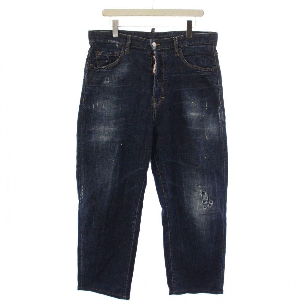 ディースクエアード DSQUARED2 BIG BRAD イエローペンキ デニムパンツ ジーンズ ボタンフライ USED加工 48 インディゴ S71LB0745 /BM