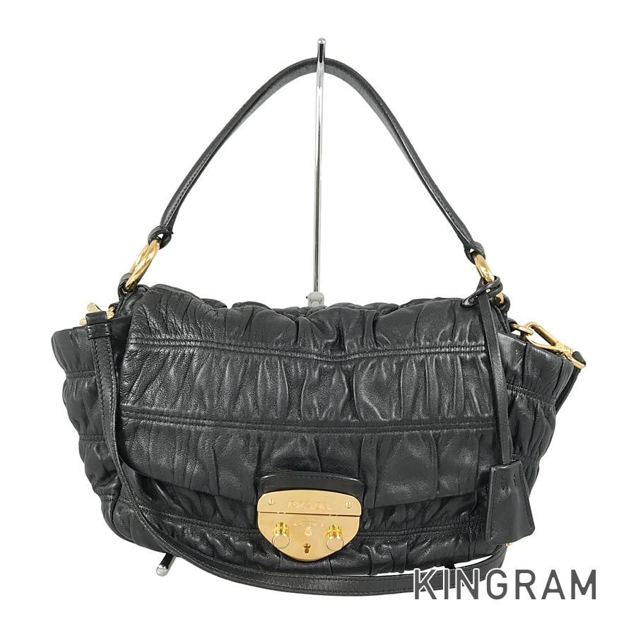 プラダ PRADA レザー ハンドバッグ te【中古】