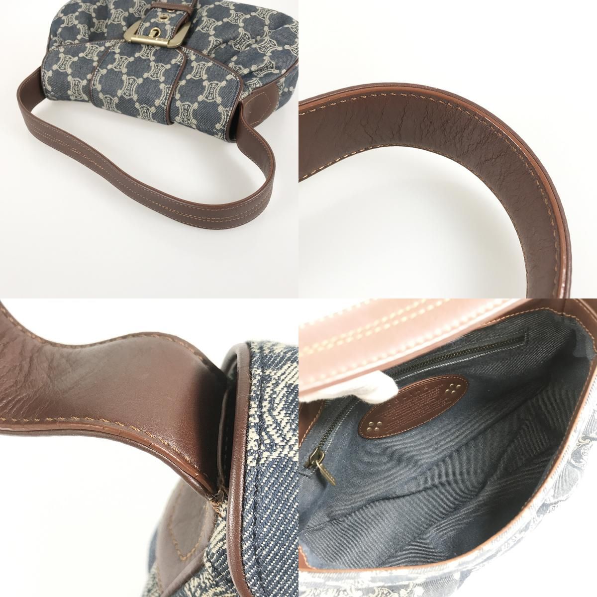 セリーヌ CELINE パリ マカダム デニム ショルダーバッグ sh【中古 