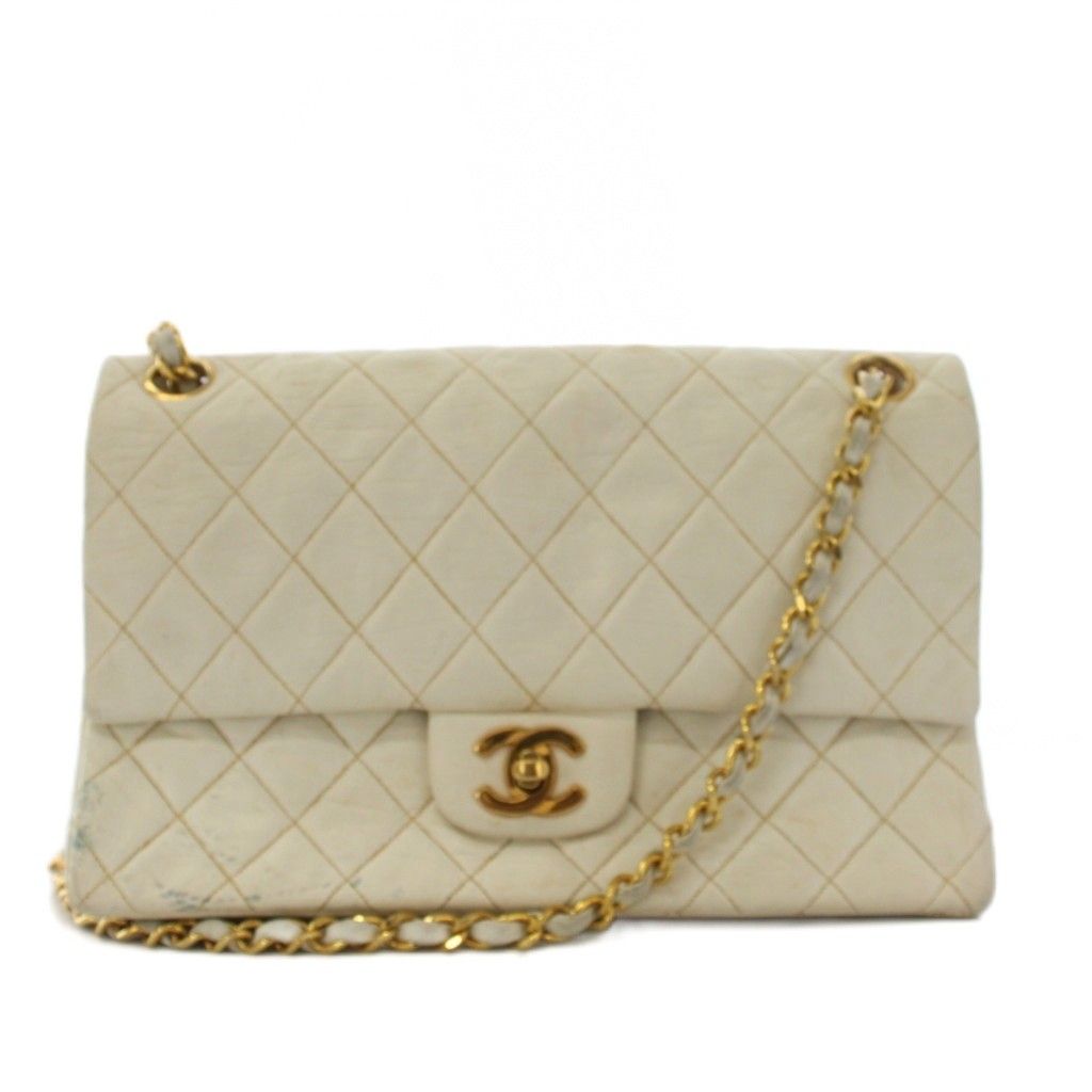 シャネル CHANEL マトラッセW フラップチェーン ショルダーバッグ ココマーク 白 /KH ■OH
