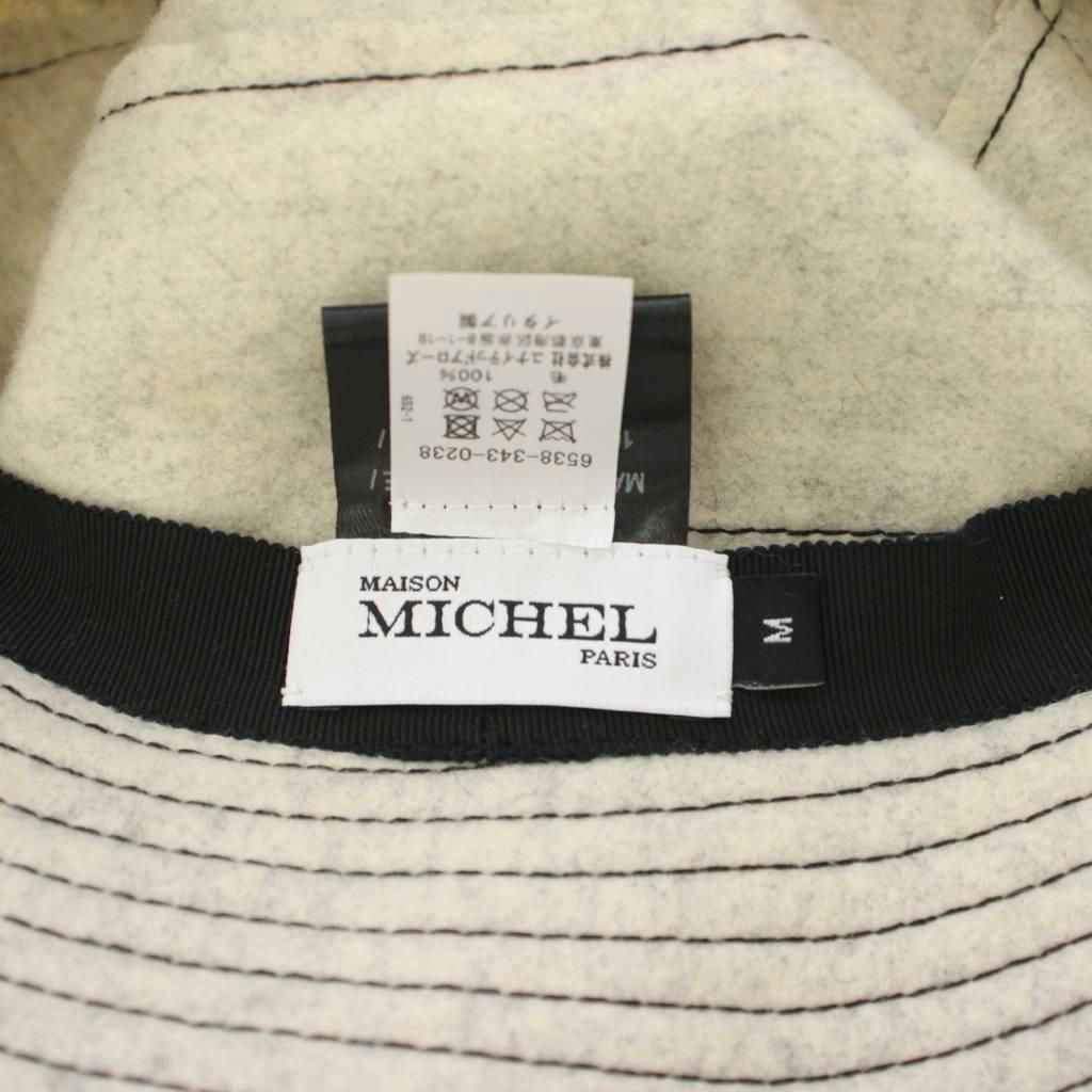 メゾンミッシェル MAISON MICHEL バケットハット 帽子 ウール ロゴ
