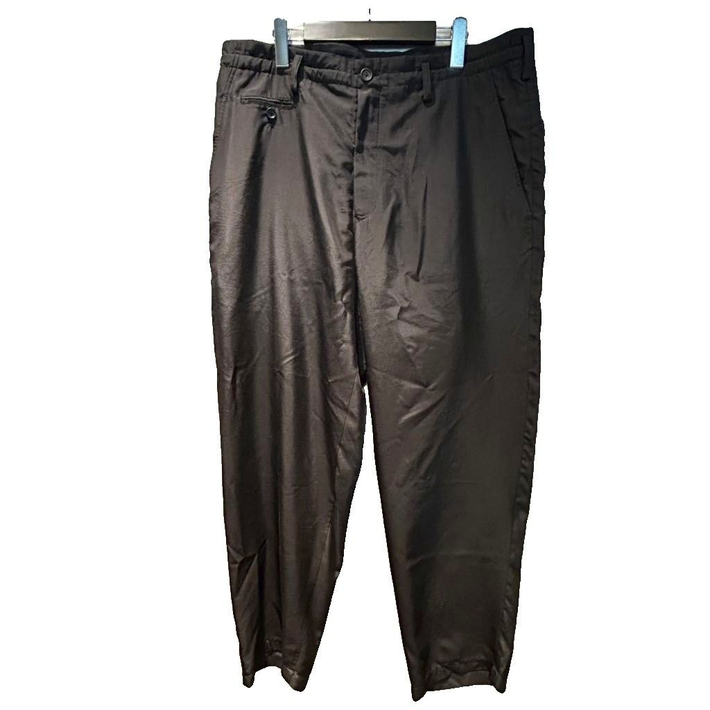 ヨウジヤマモトプールオム YOHJI YAMAMOTO POUR HOMME 26SS パンツ スラックス 絹 シルク 2 黒 ブラック HK-P25-44
