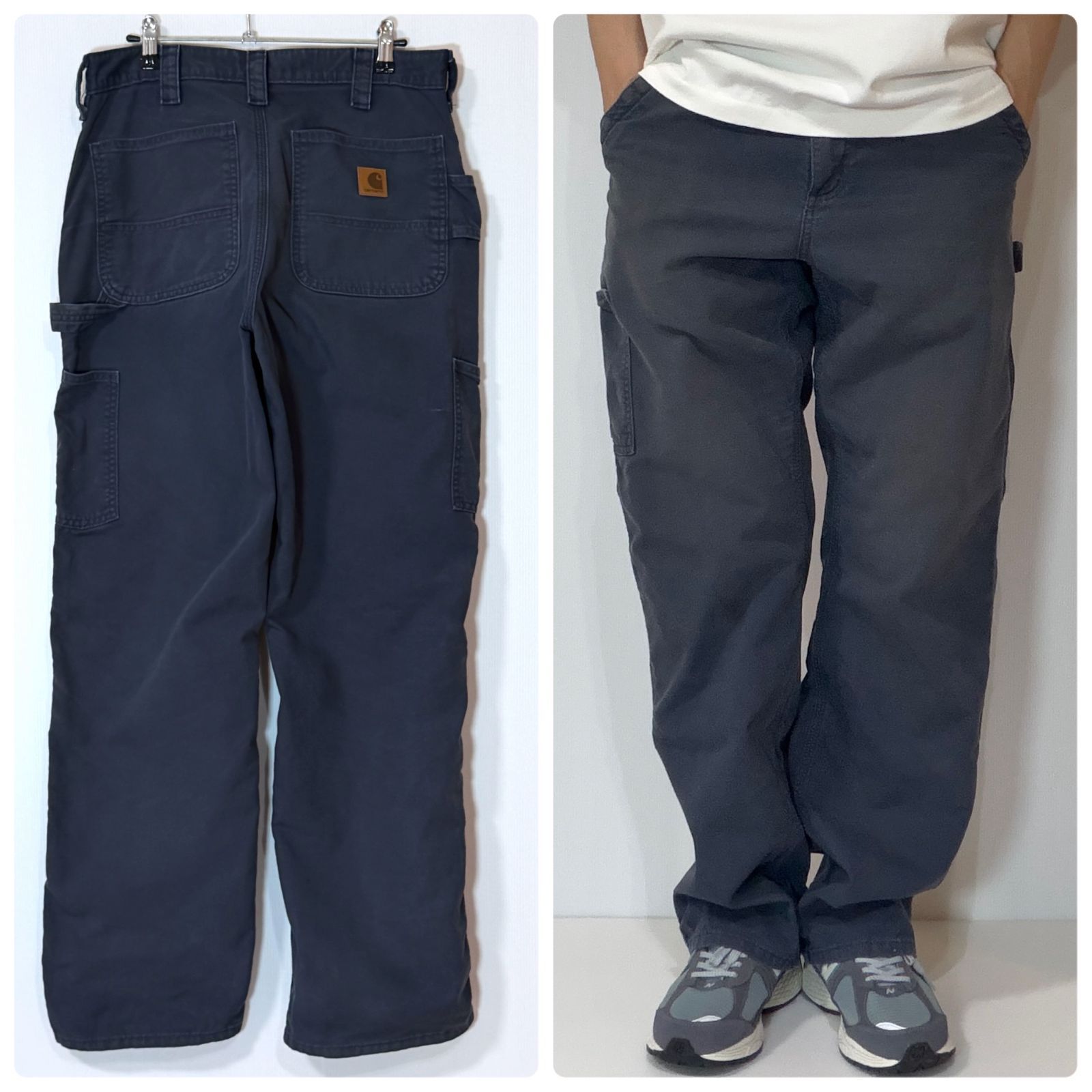 美フェード Carhartt カーハート ライトダック地 ペインターパンツ B151 NVY Dungaree Fit W32L32 ネイビー NAVY ワークパンツ ダンガリーフィット 薄手 レアカラー ワイドバギー リアルワーク US企画p26053608