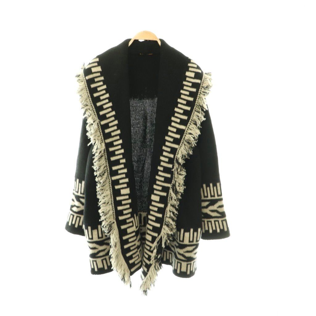 ドゥーズィエムクラス DEUXIEME CLASSE native gown ガウン ニット フリンジ シルク混 ブラック グレージュ /DO ■OS