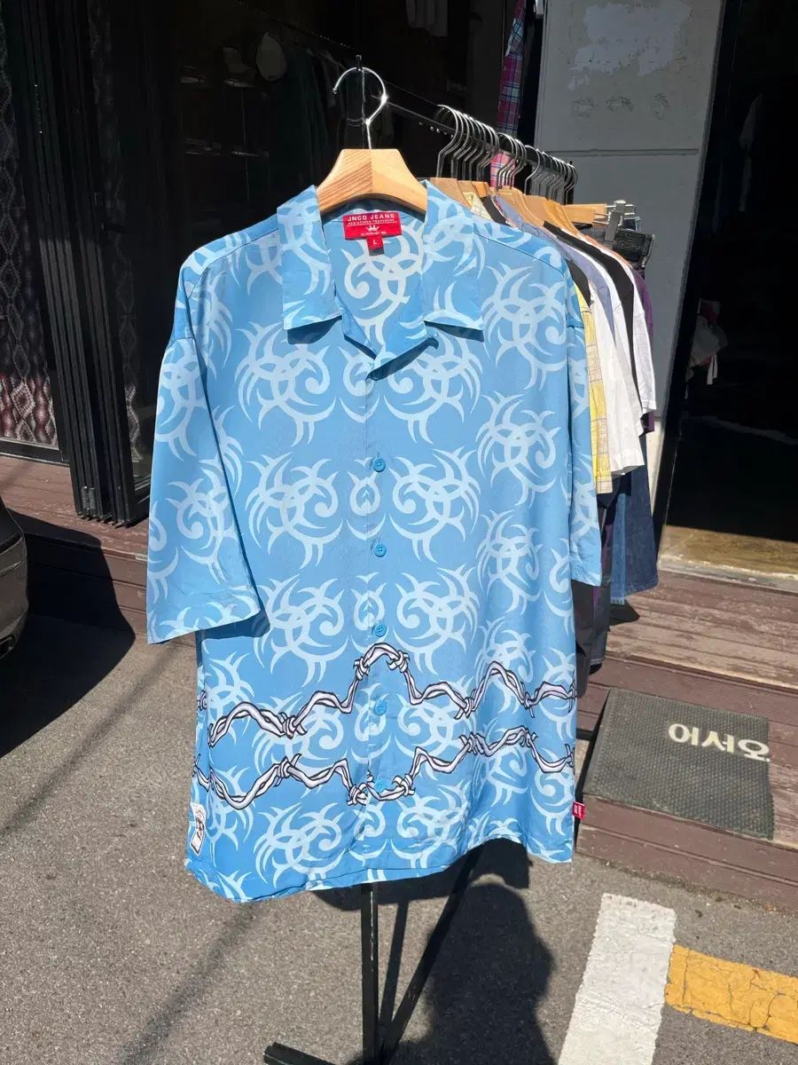ジーンコ ジーンジーンズ 蛇の子 パータン キャンプ シャツ (L)