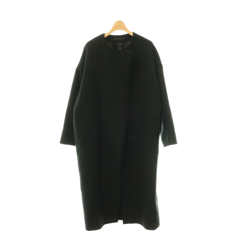 エーピーストゥディオ AP STUDIO OVER SIZED LAMB COAT ノーカラーコート アウター ロング ブラック /DF ■OS