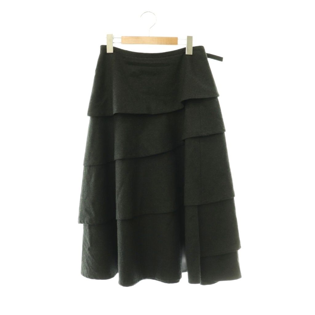トリココムデギャルソン tricot COMME des GARCONS TB-S023 AD2008 ウール ティアード スカート ロング M ダークグレー /HK ■OS