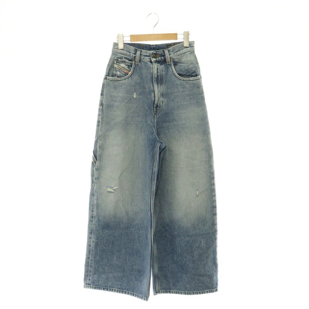 ディーゼル DIESEL D-LUITE-SP2 ジーンズ ワイドデニムパンツ ハイウエスト ダメージ加工 23 ブルー /MY ■OS