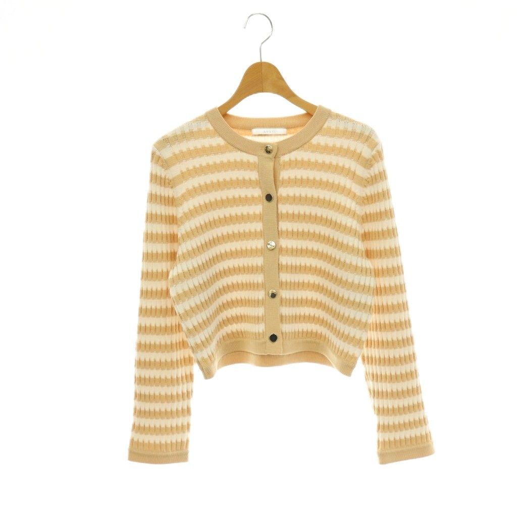 アナイ ANAYI 24SS ニットカーディガン 長袖 リブ 38 白 ベージュ /NR